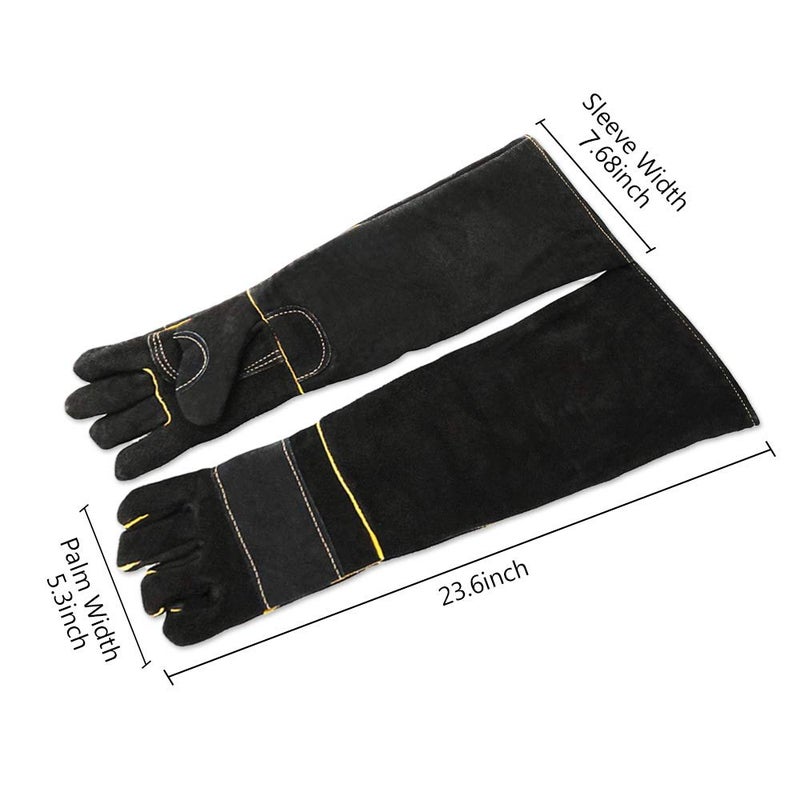 YBB Animal Handling Anti-bite/Scratch Gloves for Dog Cat Bird Parrot Pet (Black) - Image 2